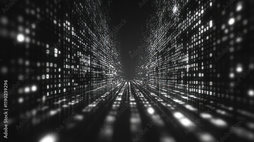 Poster digital tunnel: a journey through binary code