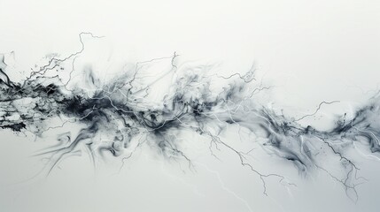 A lightning strike with detailed electric patterns, captured on a clean white surface.