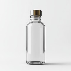 Clear Glass Bottle Mockup with Silver Cap
