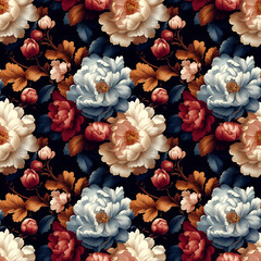 Nature flower, Seamless patterns in 3d style of floral.EXT-0008