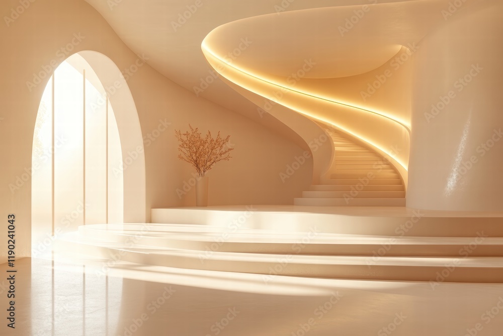Poster a clean, empty space with a smooth, light beige gradient and minimal elements