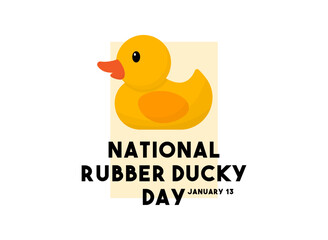 National Rubber Ducky Day. January 13. Rubber ducky icon. White background. Flat design vector.