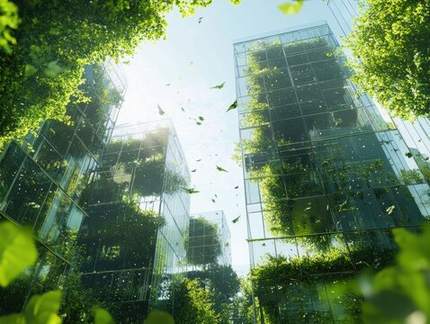 City Skyline with Trees