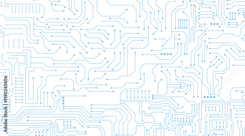 Aufkleber computer circuit board. seamless pattern in blue color. vector illustration.