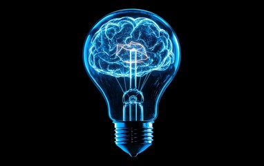 conceptual brain and light bulb, symbol of creativity, innovative ideas, glowing inspiration, mind burst of new concepts