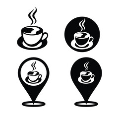 Obraz premium coffee spot location marker pin vector design set