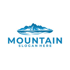 Mountain business logo design vector template. Mountain and Sea or Lake logo design template
