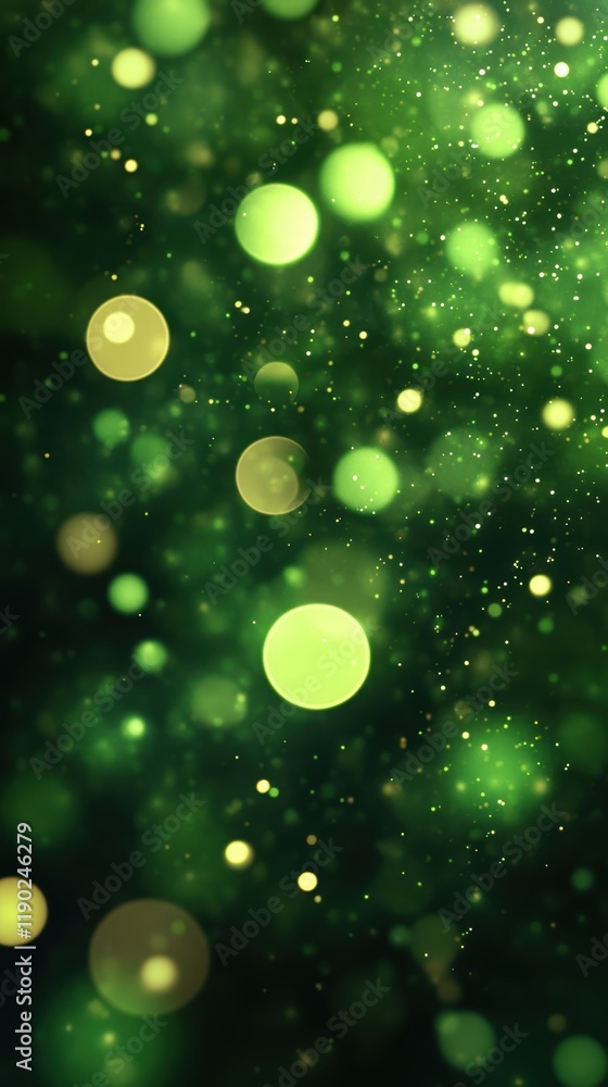Aufkleber a deep green bokeh background with blurred light circles, creating a peaceful, soothing mood ideal f