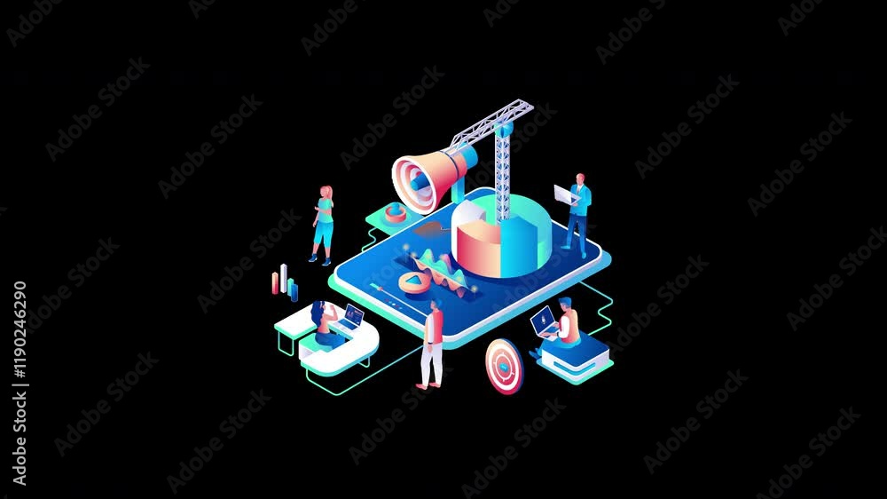 Aufkleber a diverse group of people collaborating on a digital marketing project using technology, featuring a