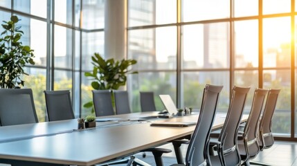 Modern Office Conference Room with Panoramic City View