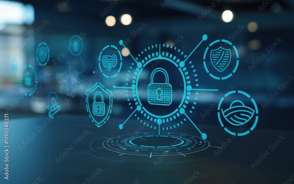 Poster cybersecurity network system digital protection data security