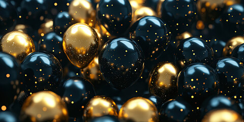 Festive Background with Black and Gold Balloons for Celebration Themes