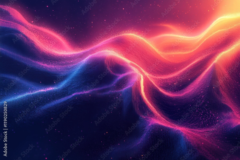 Sticker a futuristic abstract pixel art piece with vibrant swirling gradient patterns in neon tones of red, 