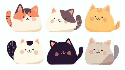 Fototapeta premium Adorable Cat Poses Vector Set | Cute and Playful Feline Expressions pet meow tail paws happy furry 