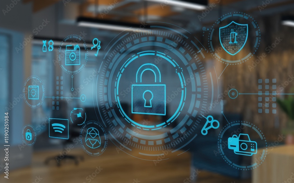 Poster cybersecurity network protection system digital data security