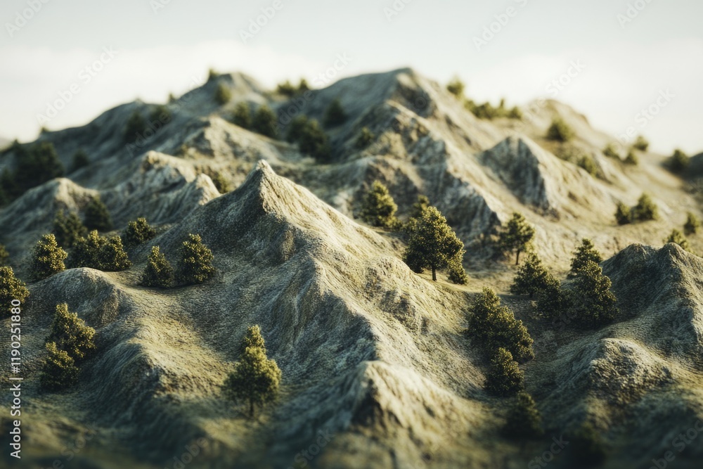 Poster Mountain landscape with trees