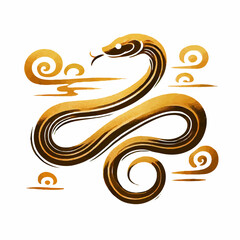Golden Snake Pattern, 2025 Year of the Snake Decoration, 12 Zodiac Signs of the Snake, Chinese Year of the Snake, New Year, Lunar New Year