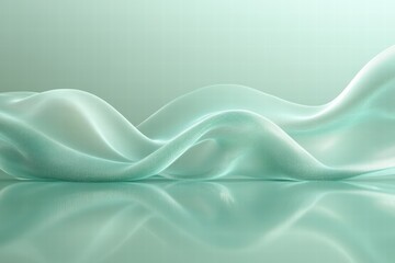 Fototapeta premium A light mint green background with gentle waves and subtle reflections