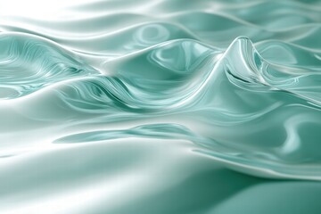 Fototapeta premium A light mint green background with gentle waves and subtle reflections