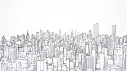 Sketch of a Modern City Skyline: Architectural Drawing