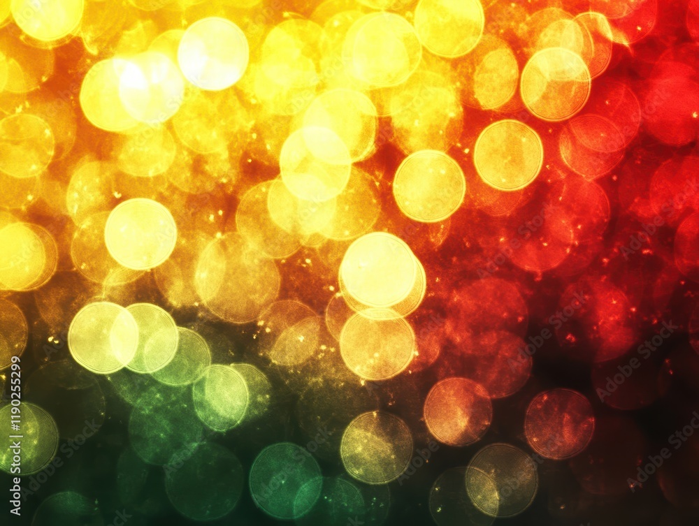 Poster a lively and bright bokeh backdrop with overlapping circles of red, yellow, and green, ideal for a c