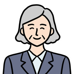 スーツ姿のシニア女性（笑顔）