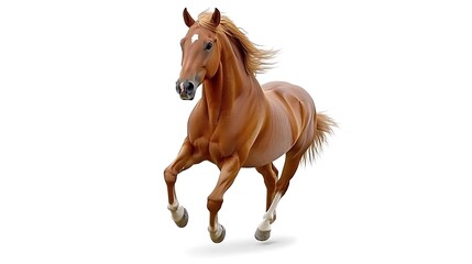 Obraz premium Chestnut horse running, isolated on white.