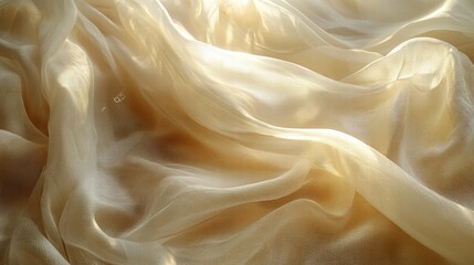 Obraz premium A luxurious silk fabric with rich folds and soft, glowing light in shades of gold and cream