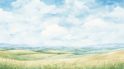 Summer nature landscape ,sea view, sunny beach, mountains, forest, lake and fields pattern