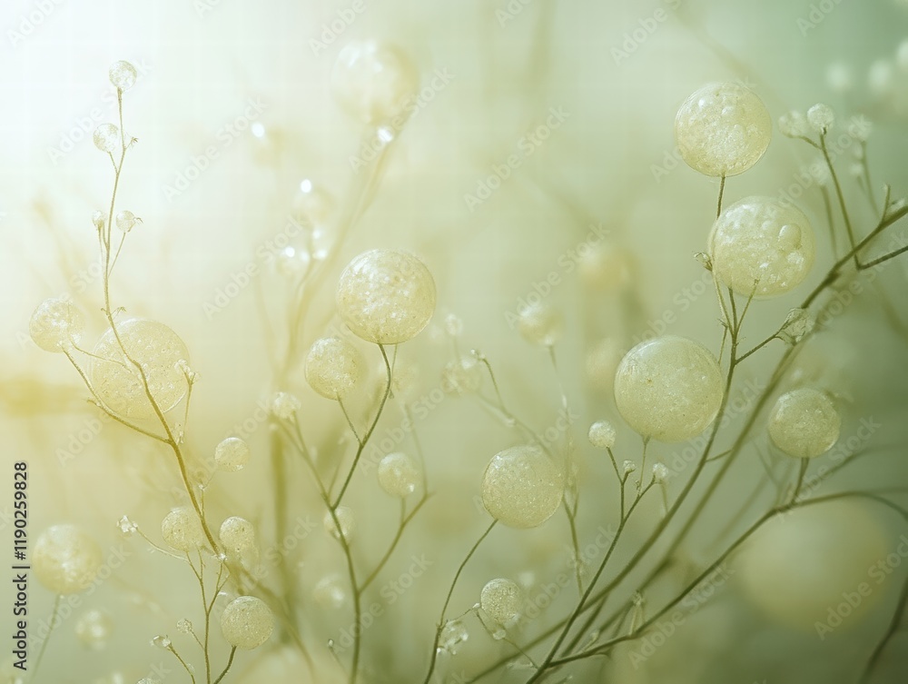Poster a muted green bokeh background with soft, glowing orbs, creating a soft and peaceful natural environ