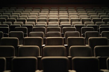 Rows of empty theater seats create sense of anticipation and sol