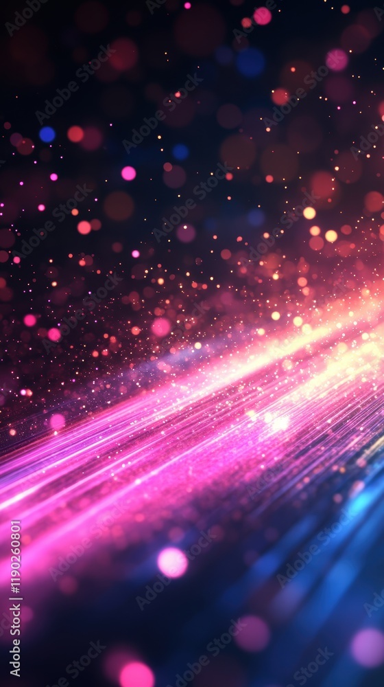 Aufkleber a neon glowing light streaks creating an abstract motion effect on a dark background