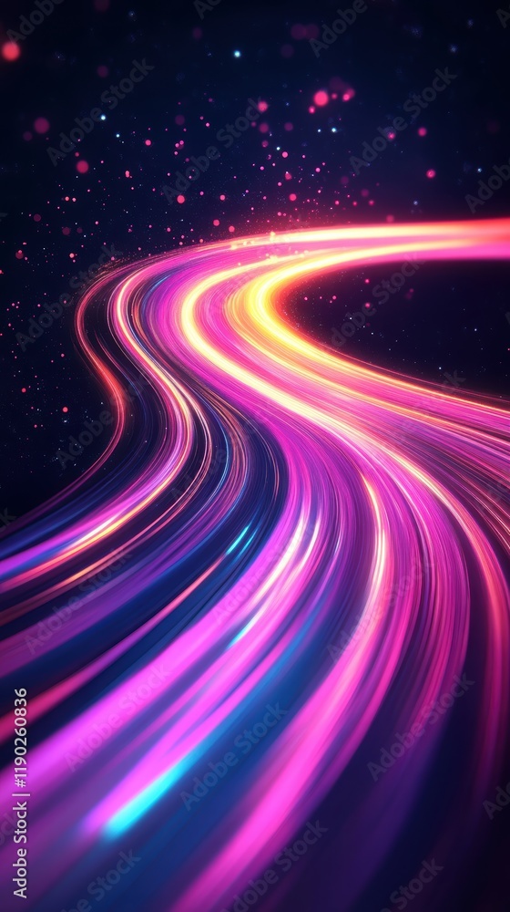 Aufkleber a neon glowing light streaks creating an abstract motion effect on a dark background