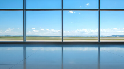 Naklejka premium View from airport window with clear sky.