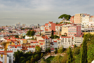 Obraz premium Lisbon Vibrant Hillside Urban Landscape View