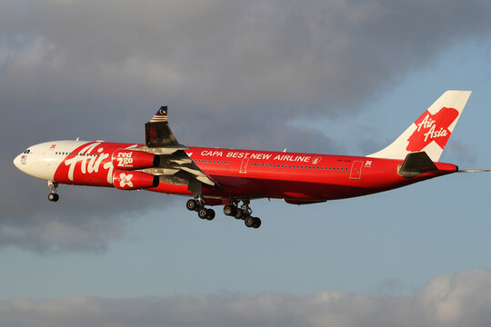 Air Asia X Airbus A340 Landing from Kuala Lumpur, Malaysia