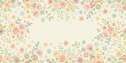 Typographic design with floral patterns and pastel colors, greeting card, illustration,  greeting card, illustration