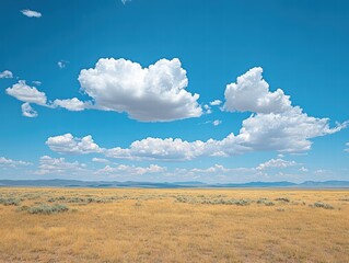 A partly cloudy sky with soft, scattered clouds drifting across a bright blue expanse, peaceful and open