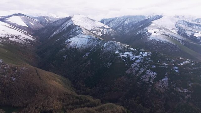 Snow Mountain Ridge. Aerial Drone Shot