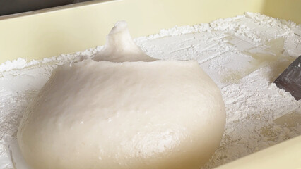 日本の正月行事　つきたての餅の塊