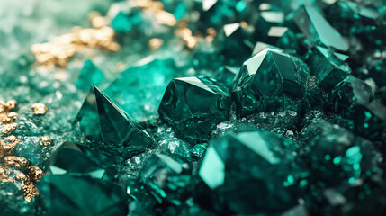 An emerald green design with high-gloss surfaces, dynamic textures, and intricate accents, perfect for creating luxurious, elite-level visuals and product presentations.