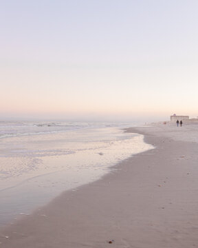 dusk at the beach with pastel skies