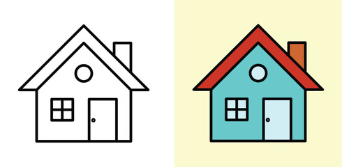 home line drawing and color Illustration