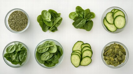 Healthy Detox Salad Ingredients Kitchen Counter Food Photography Bright Environment Top View Fresh Concept