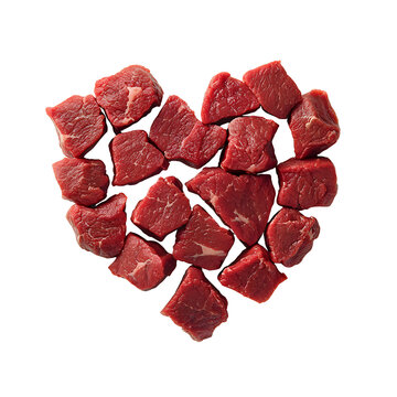 Freshly Cut Chunks of Raw Beef Meat on Display