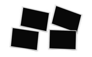 A collection of realistic, vintage photo frames featuring transparent tape and paper clip overlays. This retro style vector illustration format is ideal for creative projects and saved in EPS 10