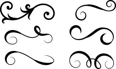 Vector Set Of Swirls on Black Colour