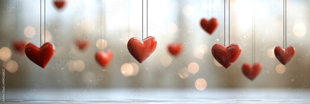 Aufkleber a simple and elegant background with red heart icons suspended in the air, creating a minimalistic a