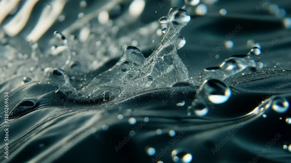 Poster captivating closeup of water droplets in creating dynamic ripples and splashes, close up water in