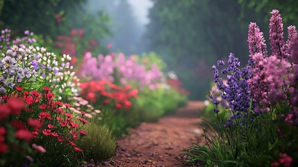 Obraz premium An enchanting wildflower garden in the countryside, featuring a mix of native flowers in a natural setting.